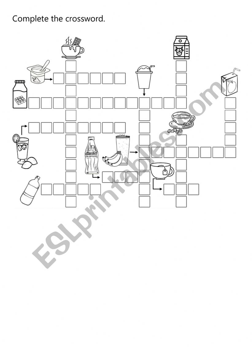 Drinks Crossword. worksheet