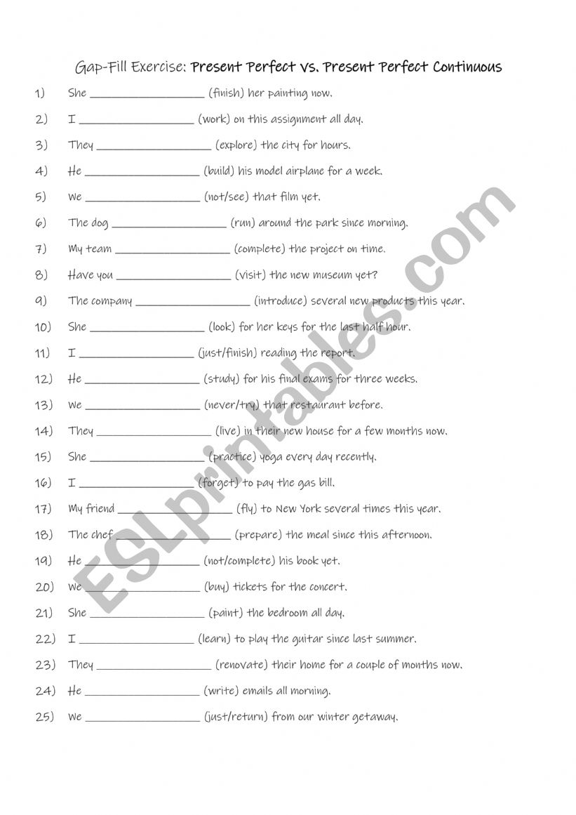 B1-B2   Present Perfect vs. Present Perfect Continuous practise