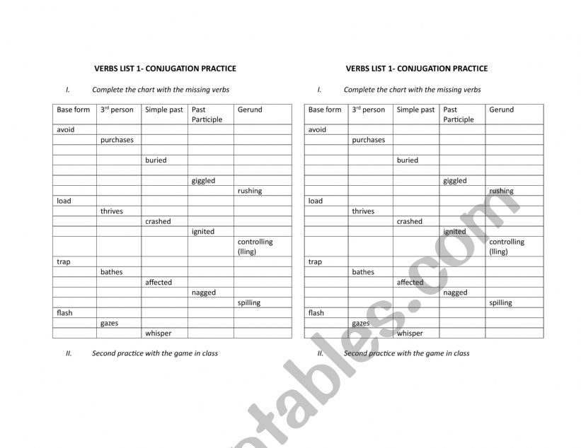 Verbs Practice worksheet