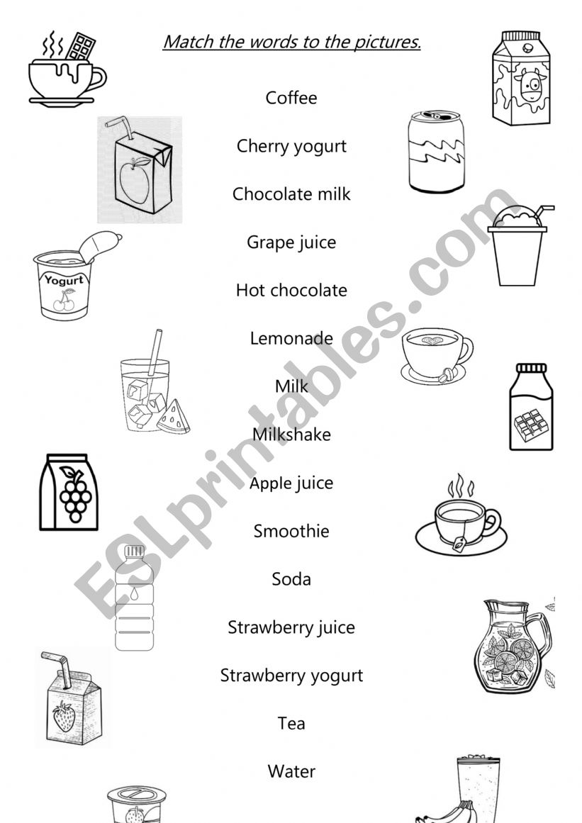 Match the drinks. worksheet