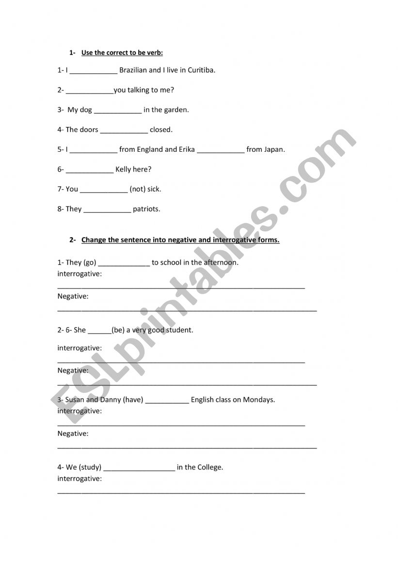 Simple Present exercises worksheet