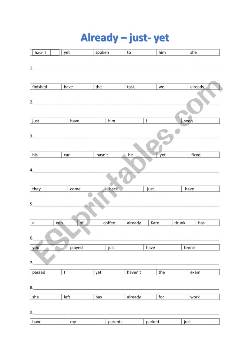 Time words . Present Perfect worksheet