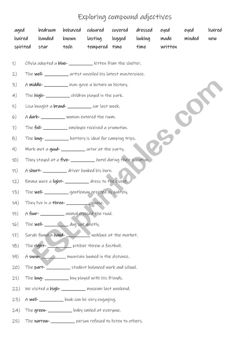 B1 Exploring 25 compound adjectives 