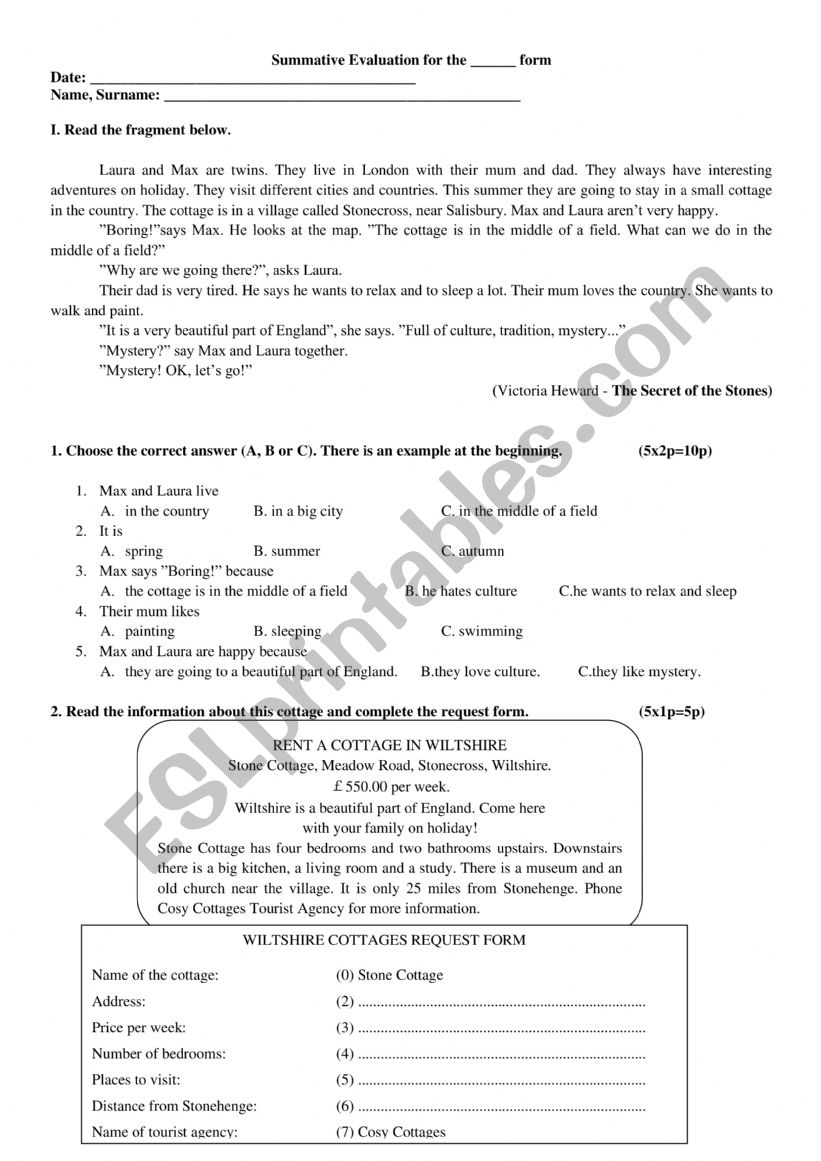 6th grade worksheet