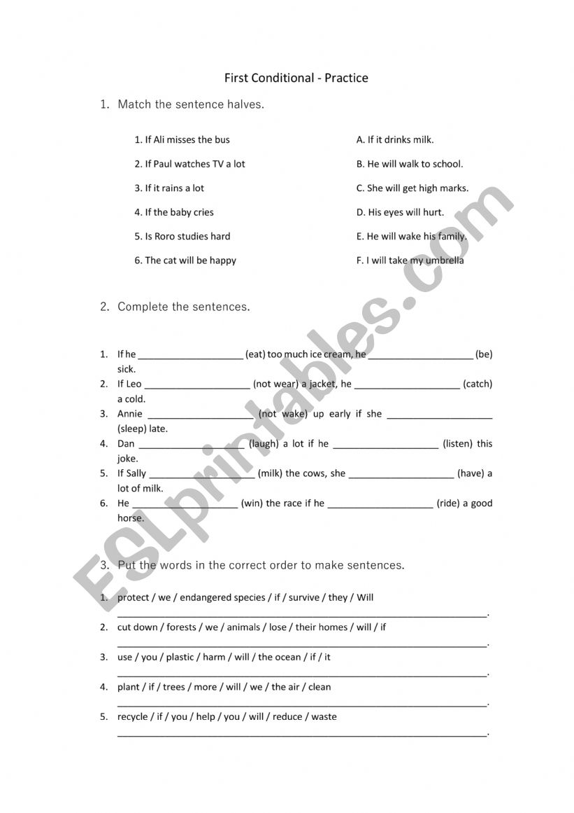 Conditional 1 - Practice worksheet