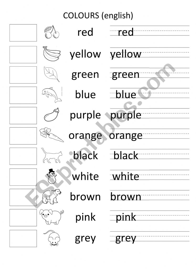 Write and colour the colours worksheet