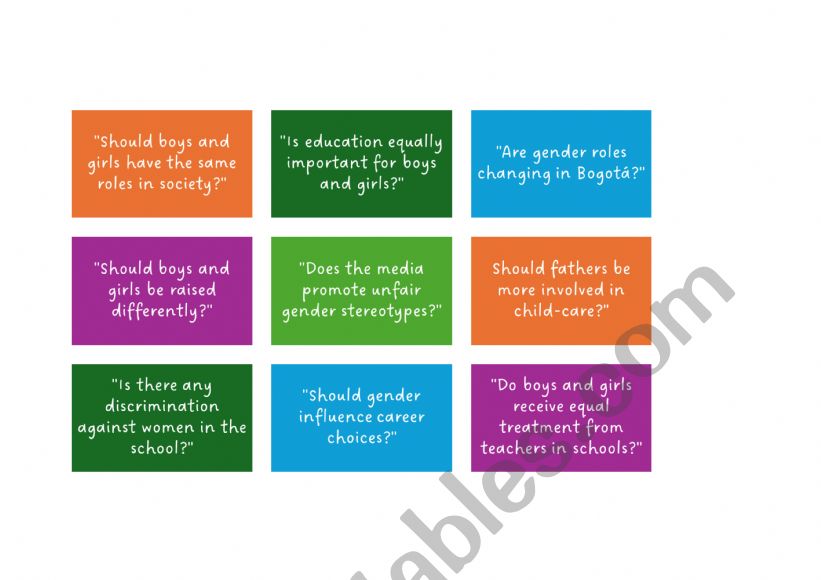 Debate questions - Gender roles