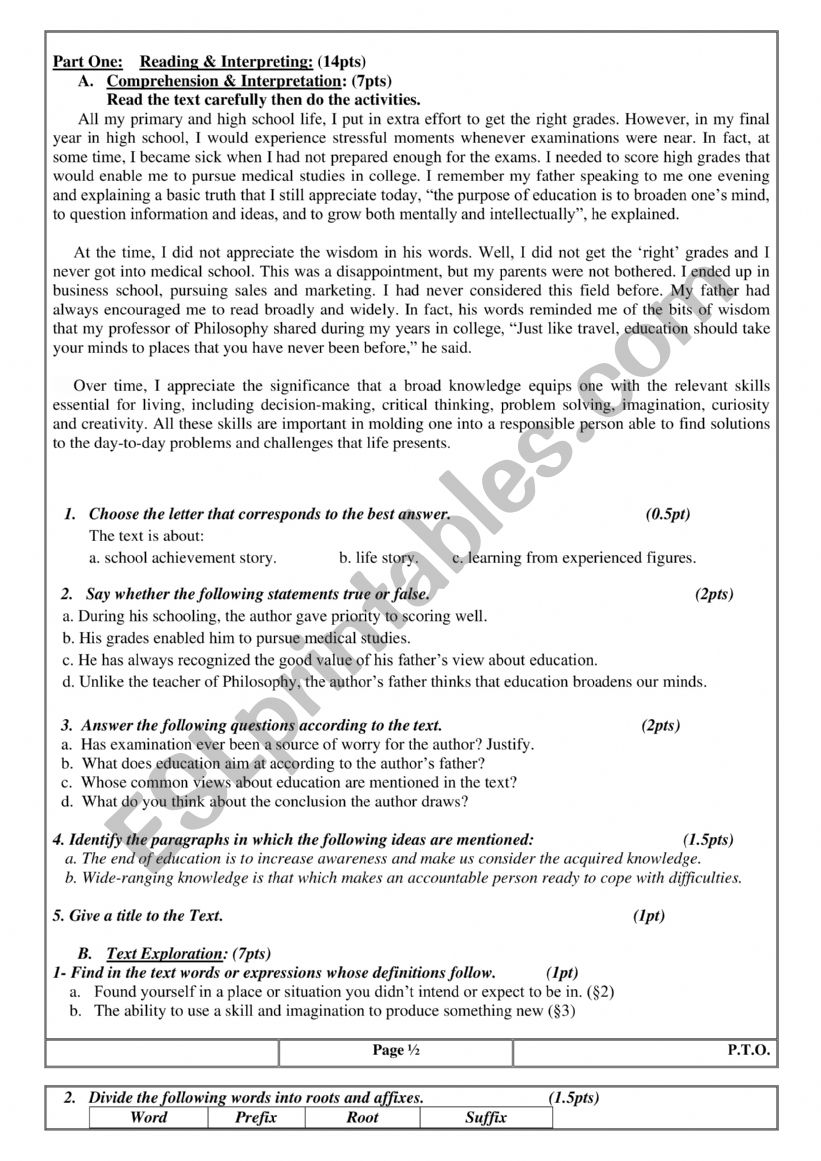 exam1 worksheet