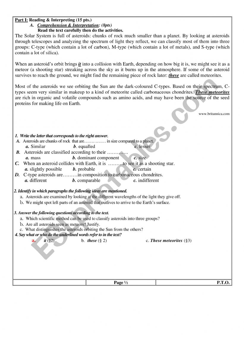 mock exam worksheet