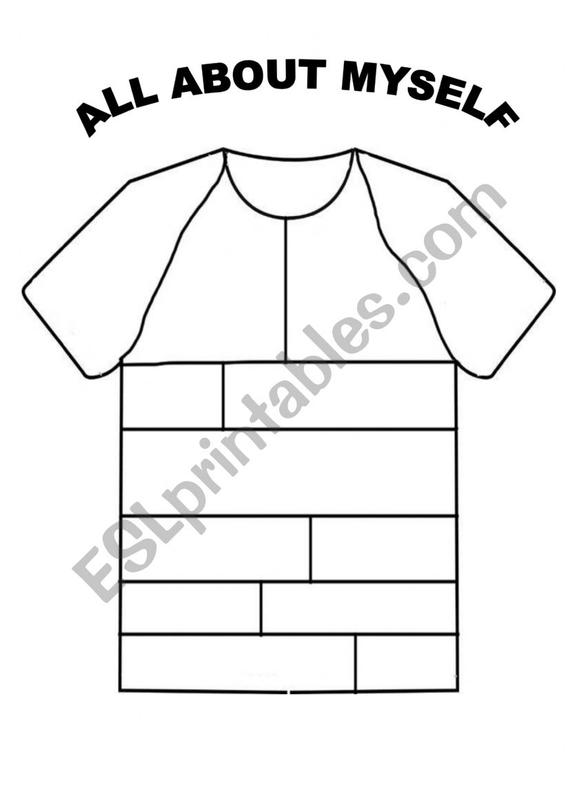 All about myself t-shirt worksheet