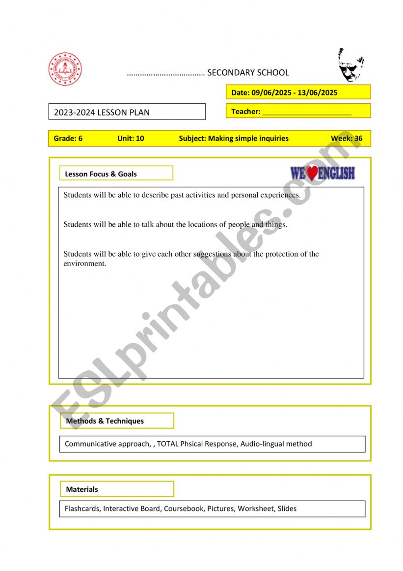 plan worksheet