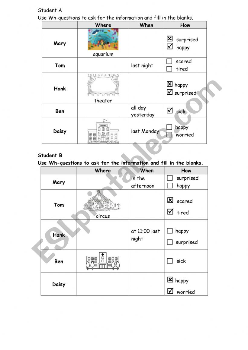 Information gap task: Wh-question_past tense