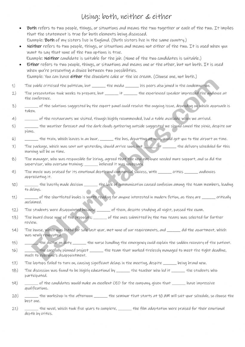 B1- B2 Using both, neither or either