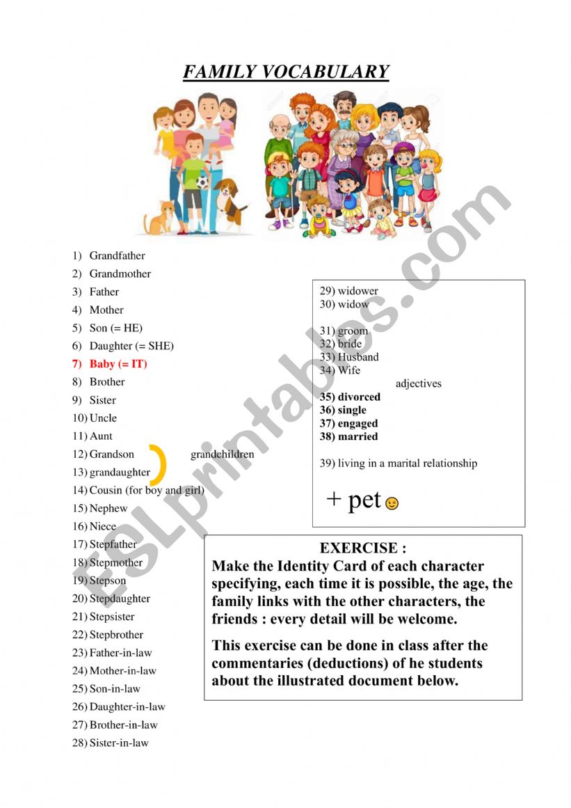 Family worksheet