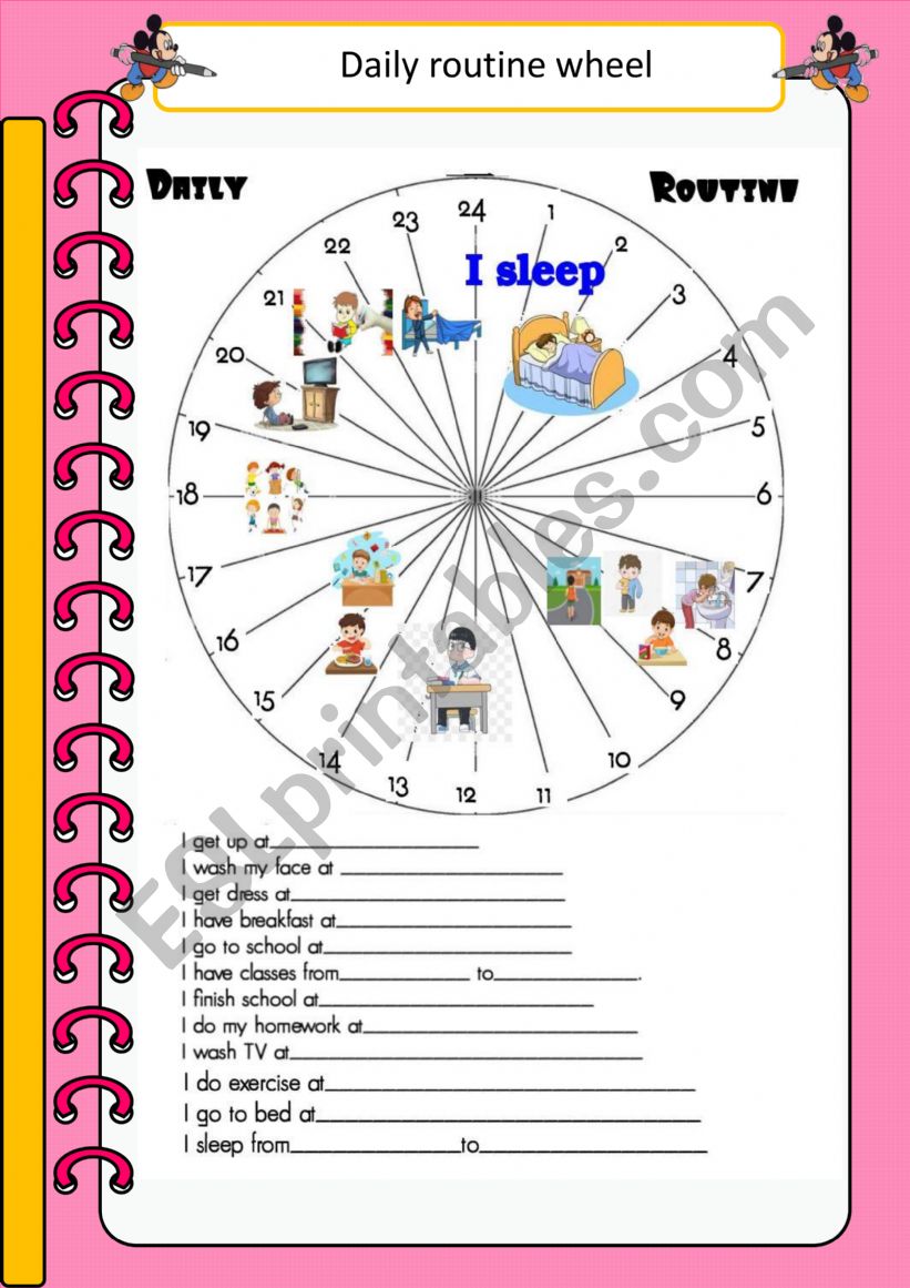 Daily routine wheel worksheet