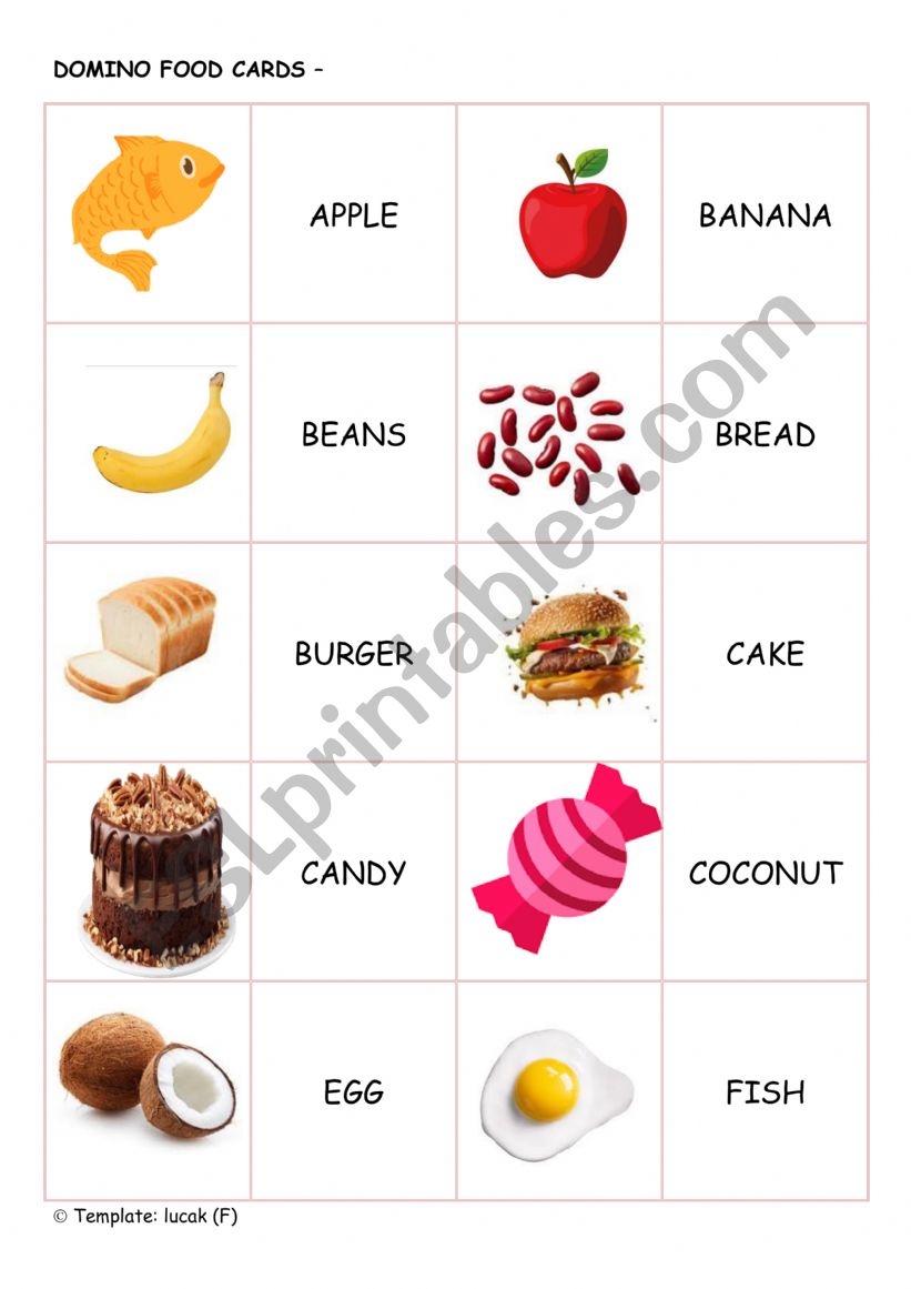 domino on Food(Starters exam) worksheet