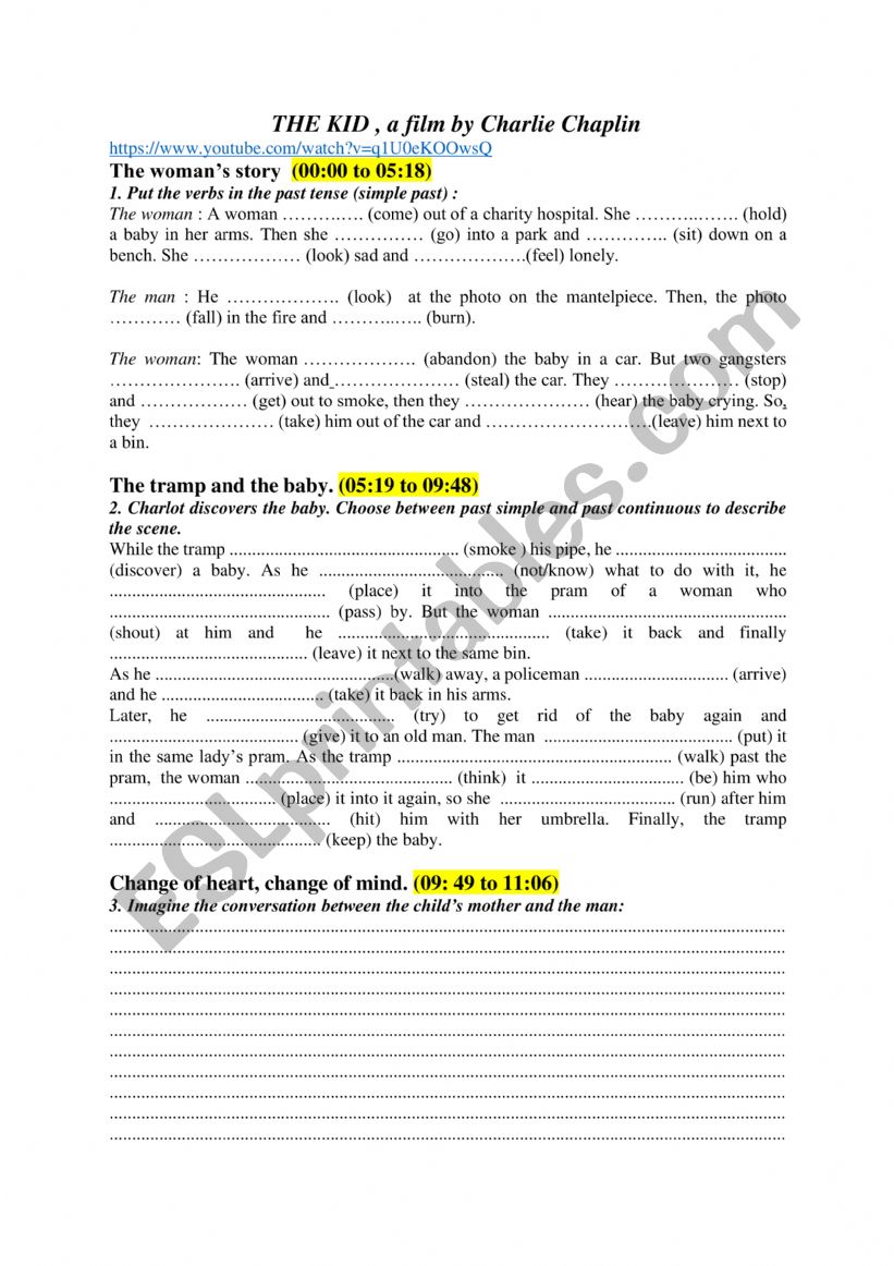 The Kid (Ch. Chaplin) worksheet