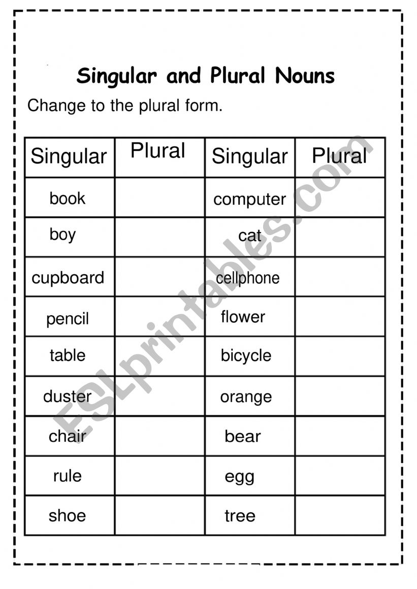 Plural worksheet