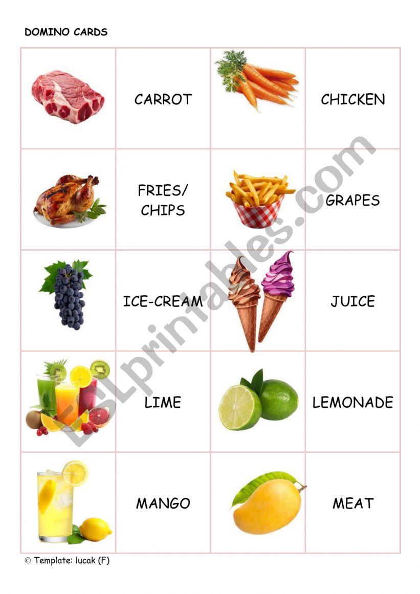 Food dominoes dor Starters exam part 2