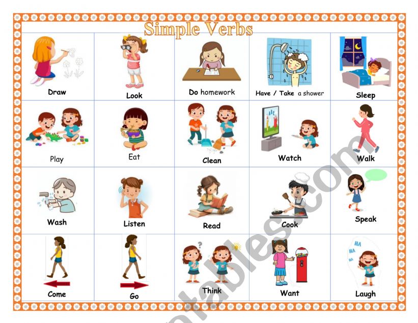 Simple verbs worksheet