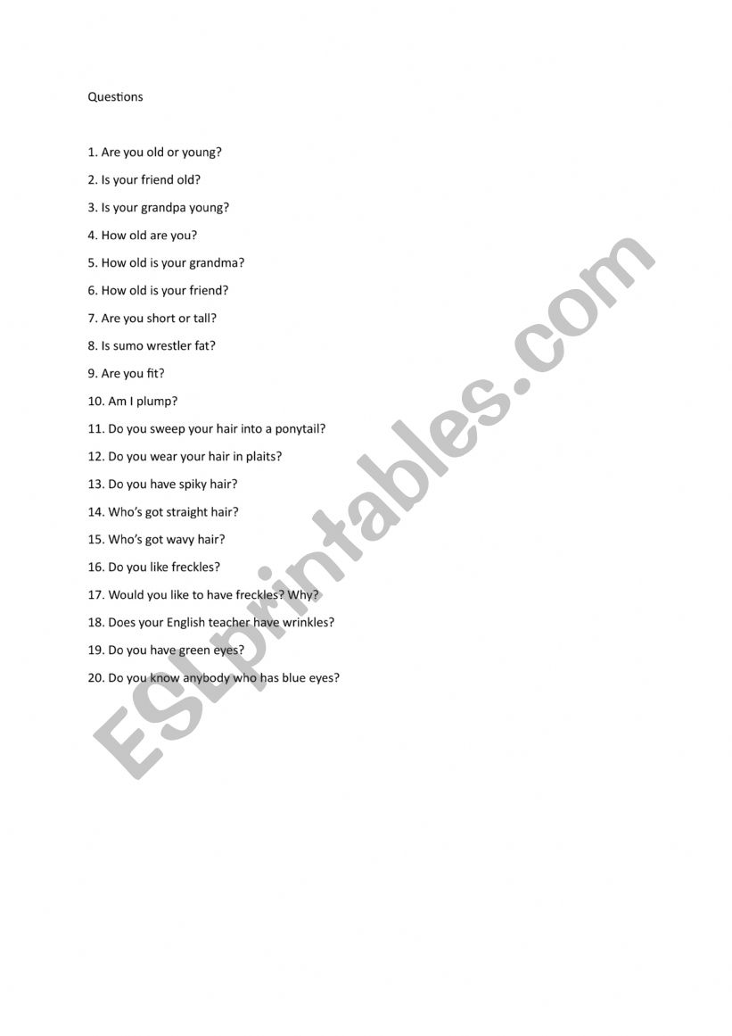 Speaking worksheet