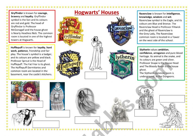 Hogwarts Houses reading comprehension