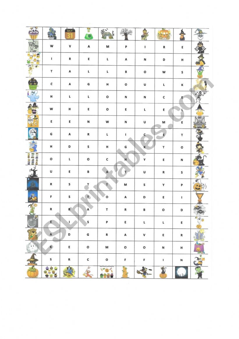 Halloween wordsearch worksheet