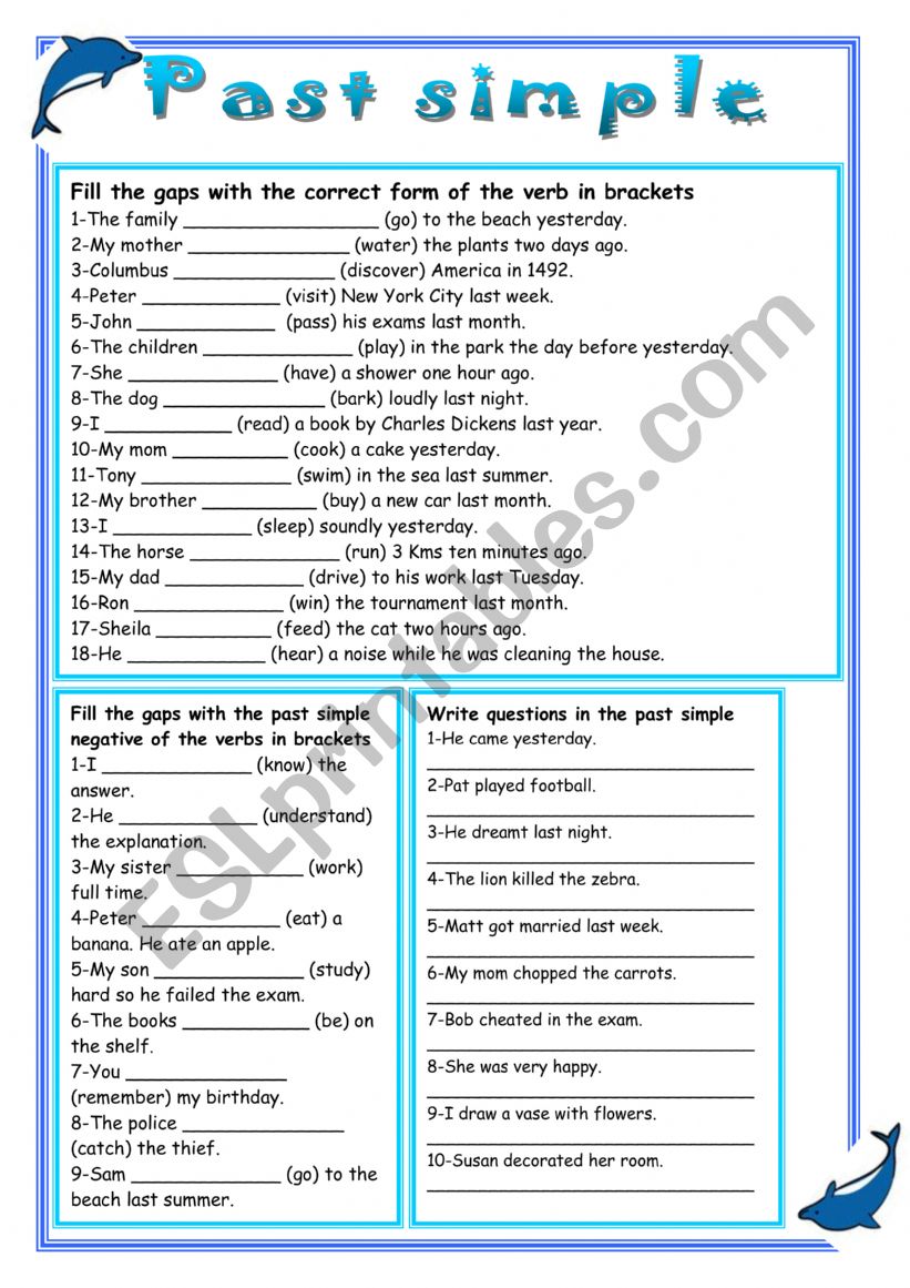 Past simple worksheet