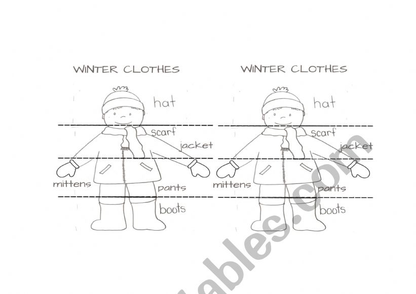 winter clothes flipbook worksheet