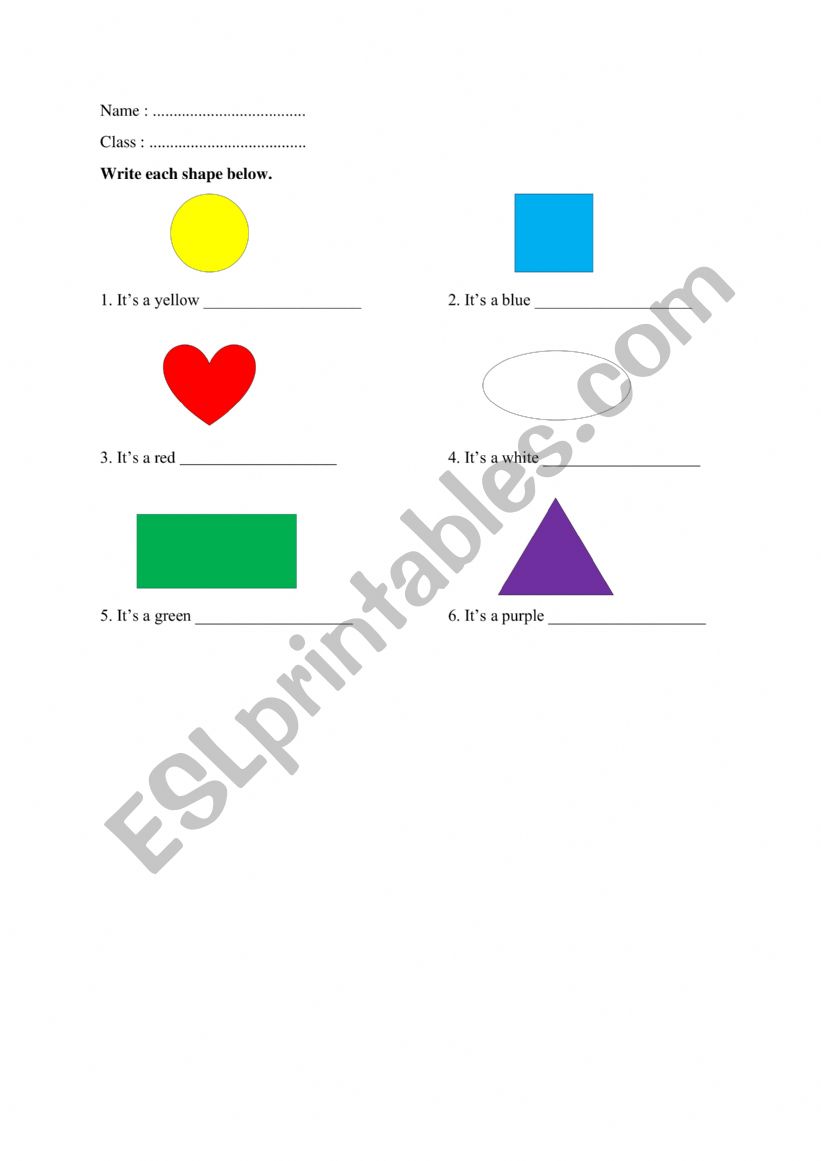 Shapes Worksheet worksheet