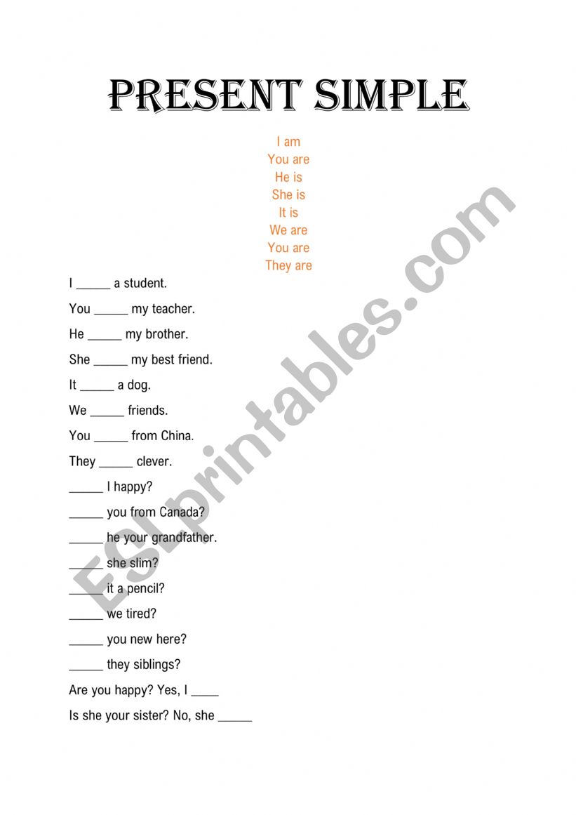 PRESENT SIMPLE worksheet