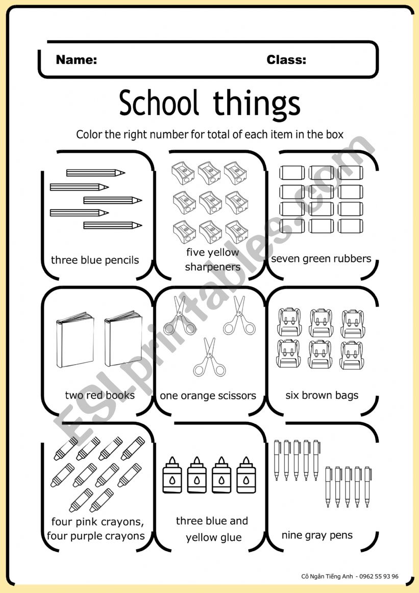 School things worksheet