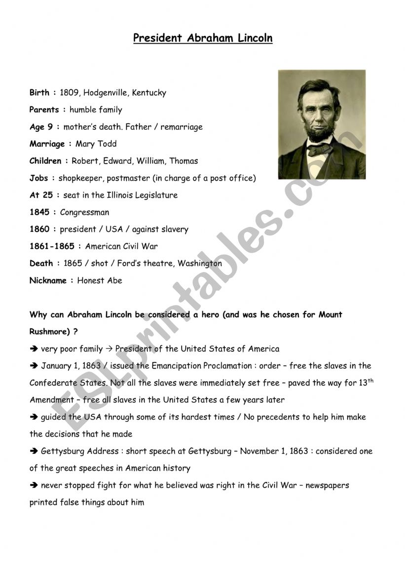 US presidents worksheet