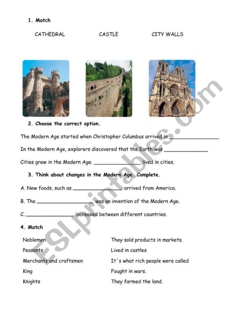 Modern Age worksheet