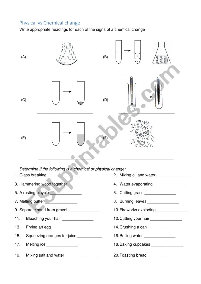 Identifying Physical vs Physical Change