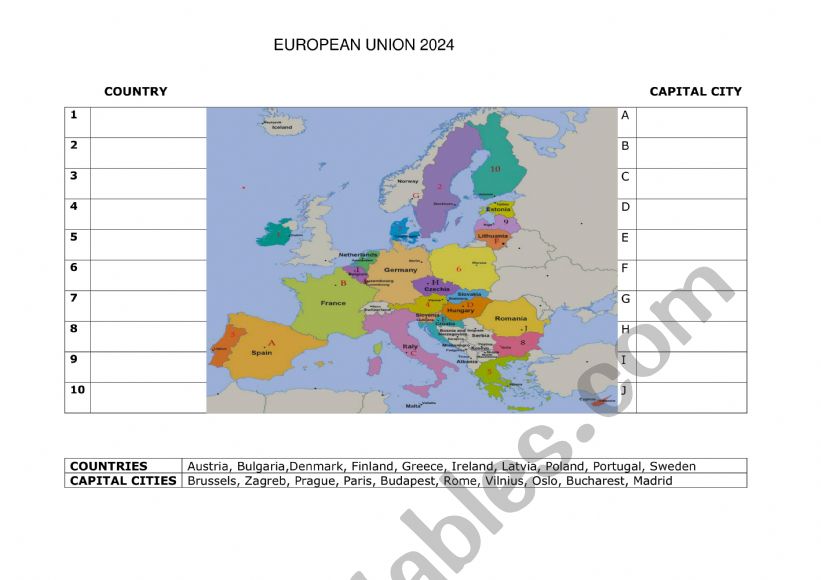 European Union 2024 worksheet