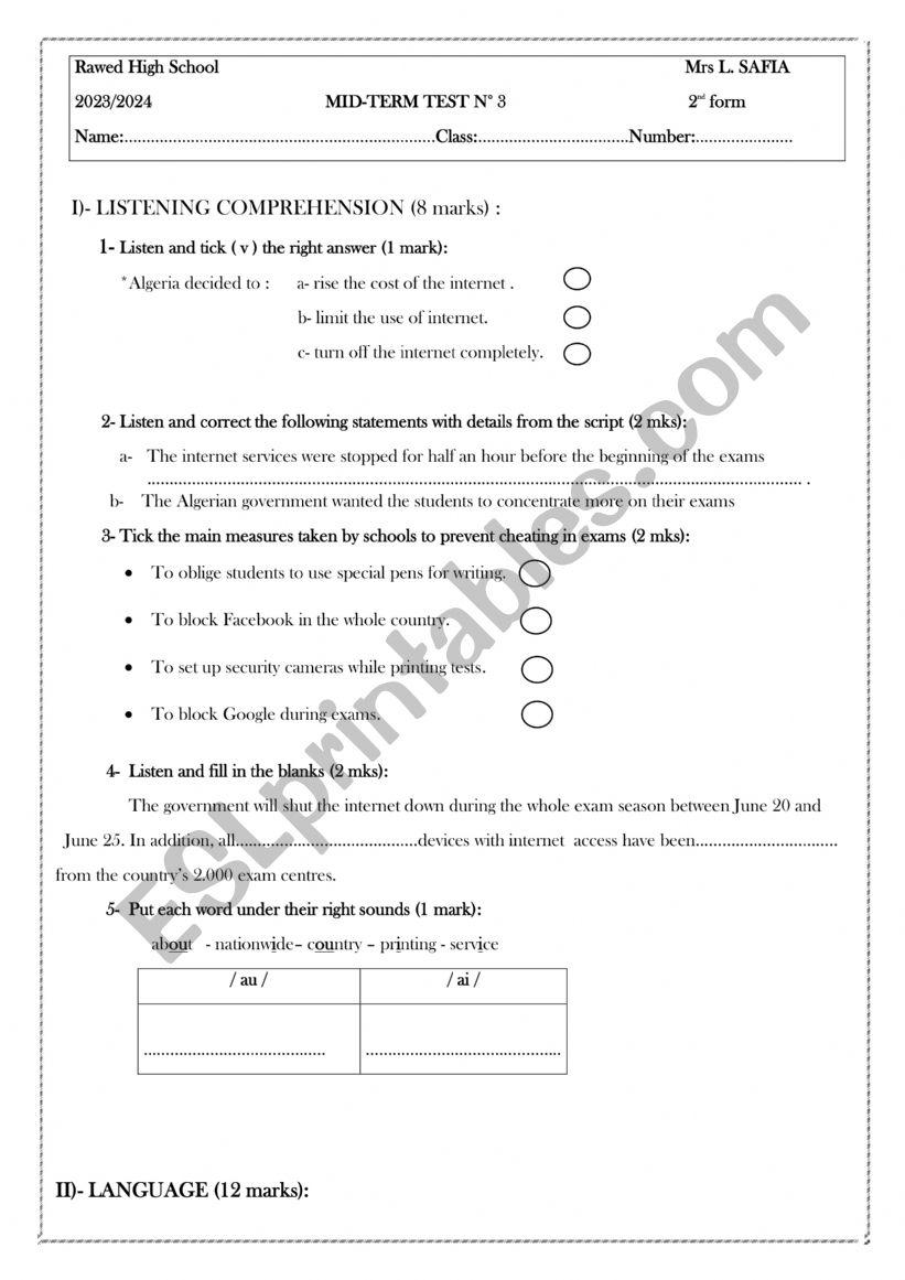 exam MAY worksheet