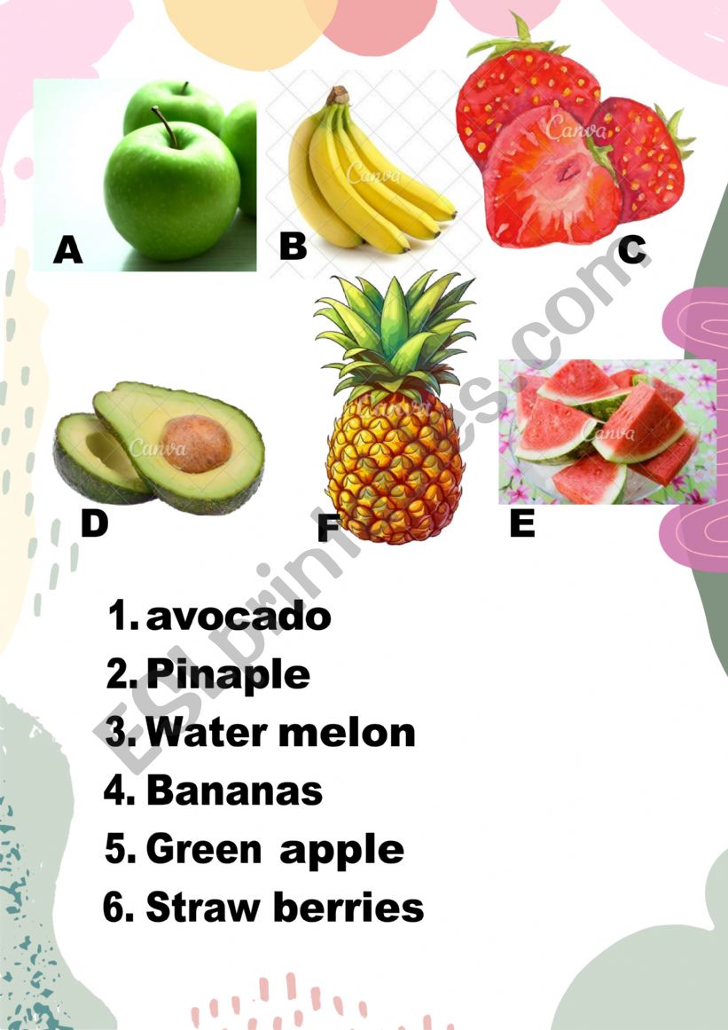 FIND THE RIGHT FRUIT worksheet