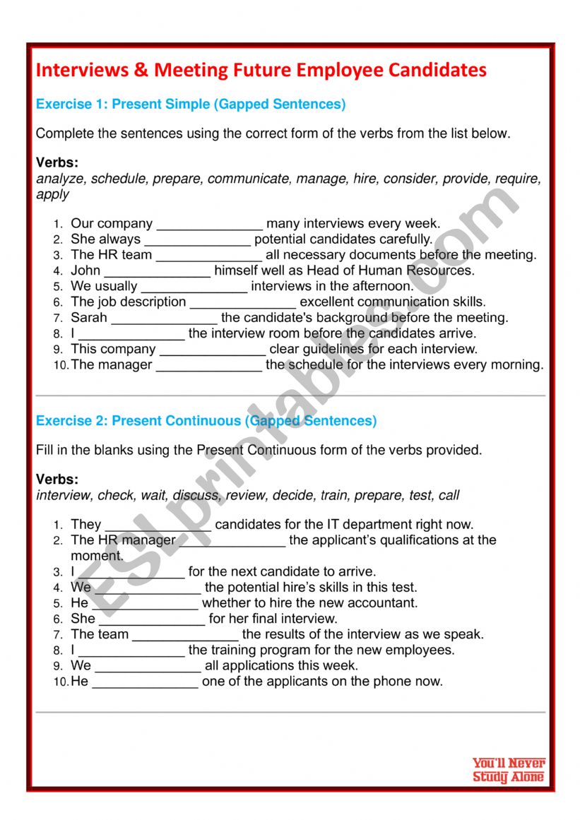 Present Simple vs Continuous worksheet