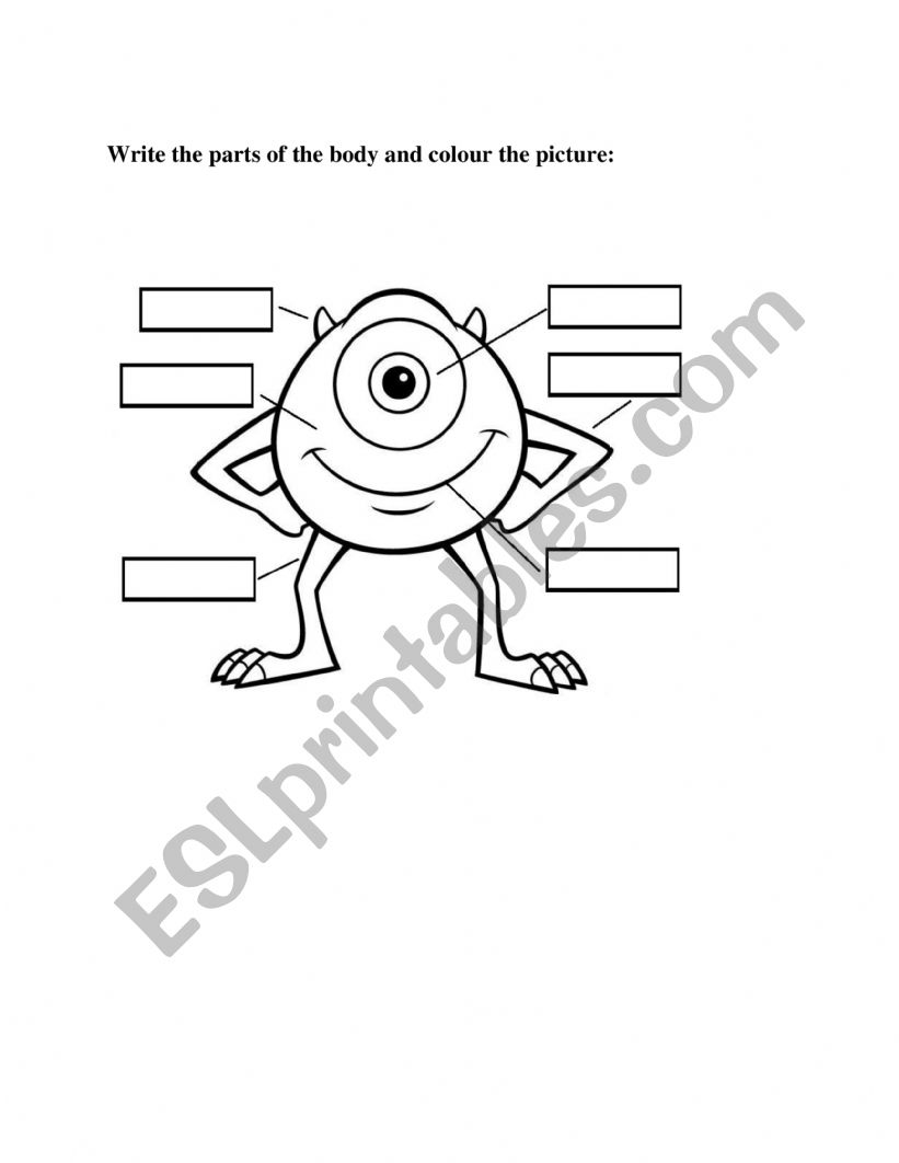 parts of the body worksheet