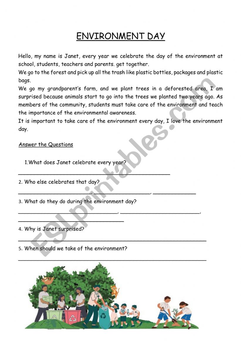 Environment Day worksheet