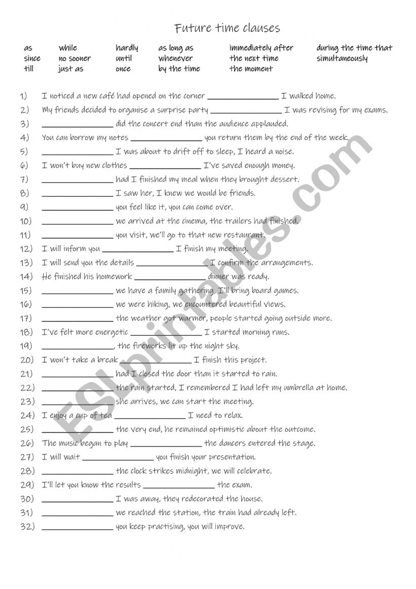 B1-B2 17 future time clauses worksheet