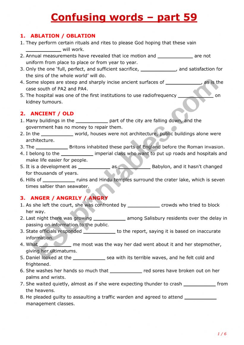 Confusing words - part 59 worksheet