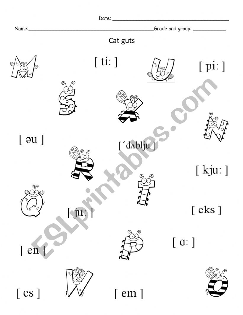 ALPHABET CAT GUTS worksheet