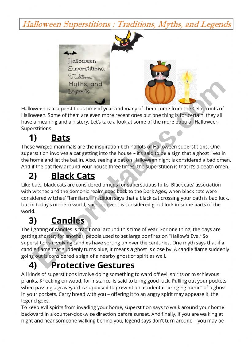 Reading comprehension (Halloween) + lesson about IF