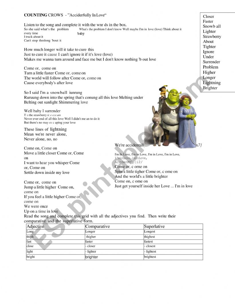 Accidentally in Love - Comparatives and Superlatives