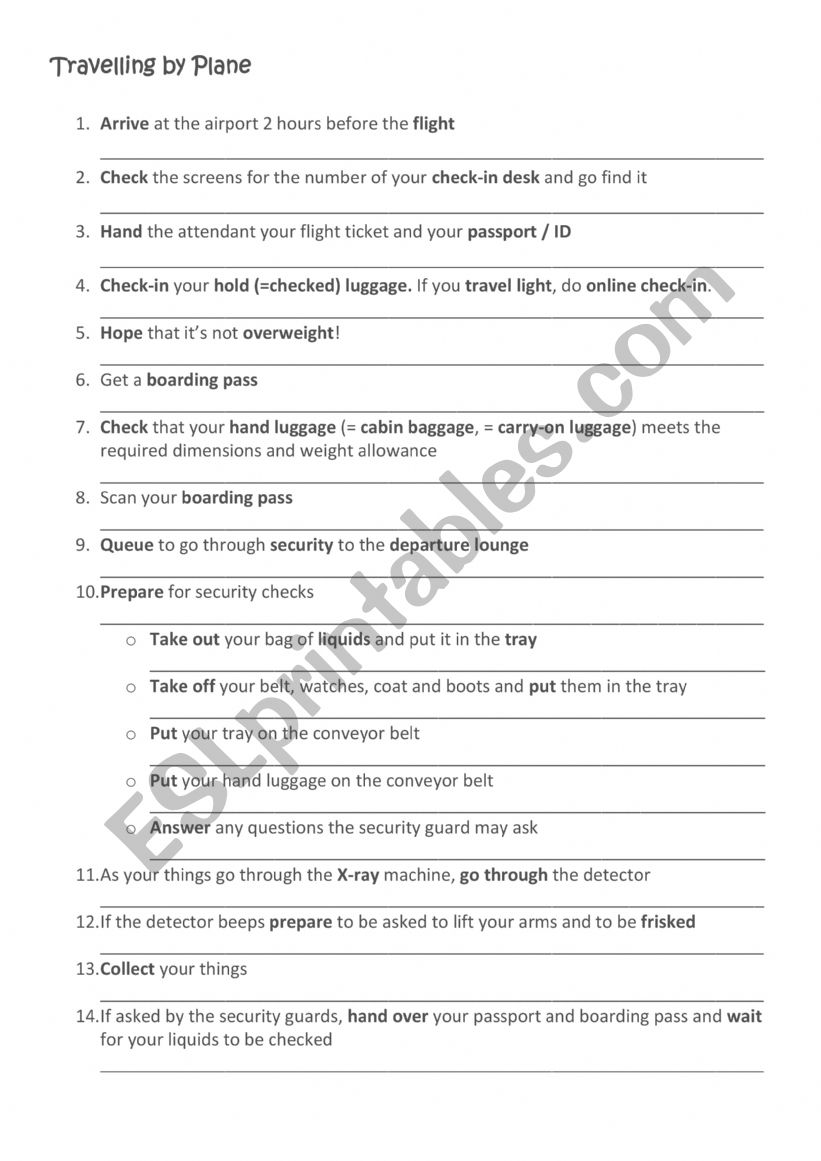 Airport lesson worksheet