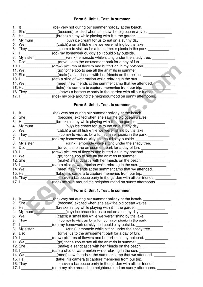 Irregular verbs worksheet