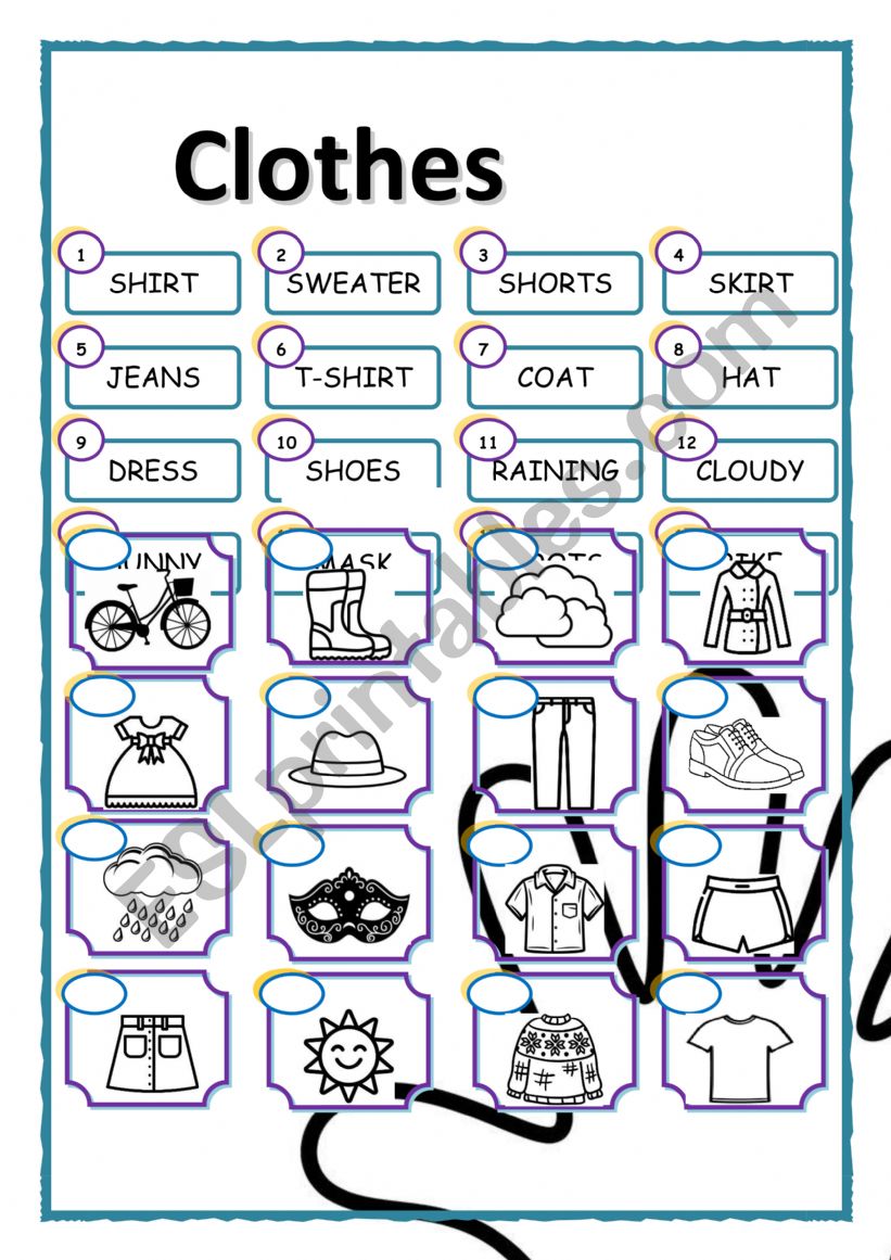 Clothes worksheet