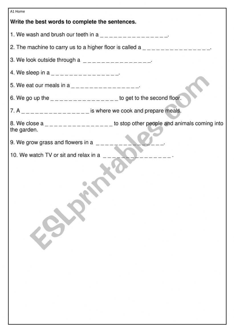 home  worksheet